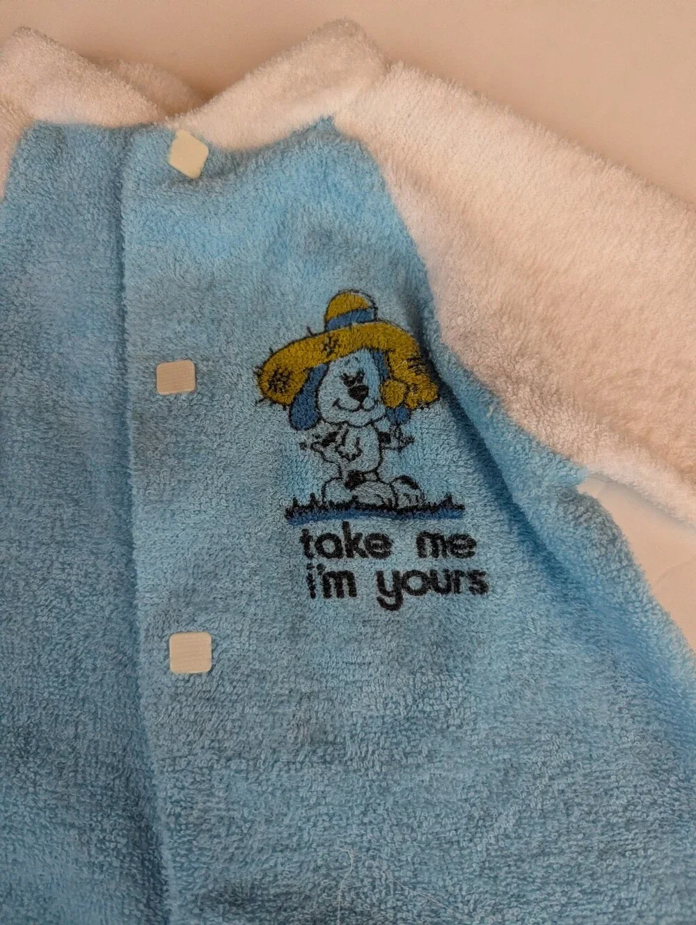 Vtg Baby Doll Blue Sleeper Terry Cloth